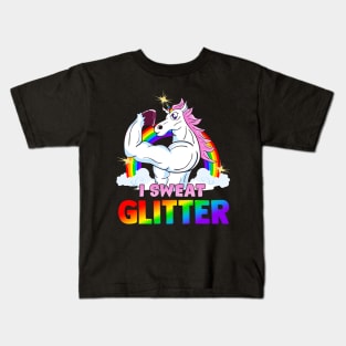 Magical Workout Unicorn I Sweat Glitter Gym Exercise Kids T-Shirt